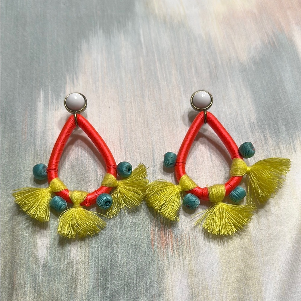 BaubleBar Red and Yellow Tassel Earrings